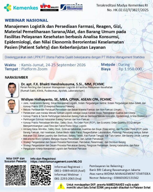 Manajemen Logistik dan Persediaan, 24-25 September 2026 Manajemen Logistik dan Persediaan, 24-25 September 2026