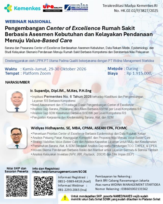 Pengembangan Sarana-Prasarana CENTER OF EXCELLENCE RS Berbasis Kompetensi (Permenkes 6 tahun 2026), 29-30 Oktober 2026 Pengembangan Sarana-Prasarana CENTER OF EXCELLENCE RS Berbasis Kompetensi (Permenkes 6 tahun 2026), 29-30 Oktober 2026